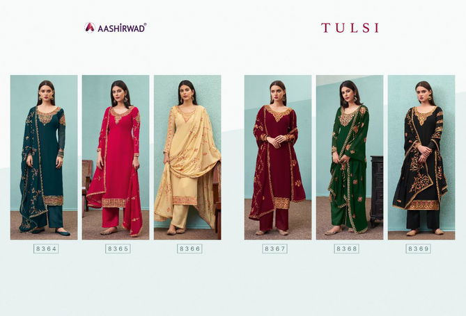 Aashirwad Tulsi Exclusive Latest Fancy Real Georgette Designer Occasional Wear Embroidery And Diamond Work Salwa  Kameez Collection